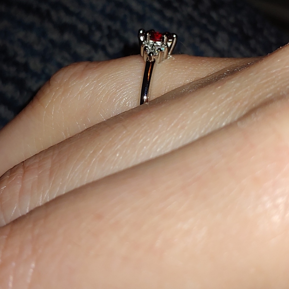 925 Sterling Silver Simulated Ruby Ring - image 6